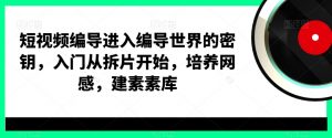 短视频编导进入编导世界的密钥，入门从拆片开始，培养网感，建素素库-一米创业记