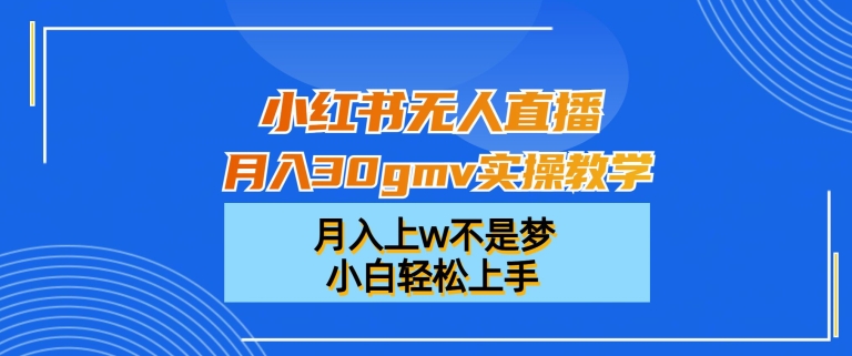 小红书无人直播月入30gmv实操教学,月入上w不是梦,小白轻松上手【揭秘】-一米创业记