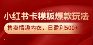 小红书卡模板爆款玩法，售卖情趣内衣，日盈利500+【揭秘】-一米创业记