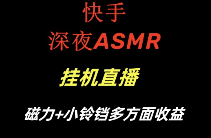 快手深夜ASMR挂机直播，磁力+小铃铛收益（附带工具和5G素材）【揭秘】-一米创业记