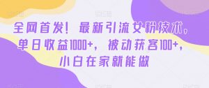 全网首发！最新引流女粉技术，单日收益1000+，被动获客100+，小白在家就能做【揭秘】-一米创业记