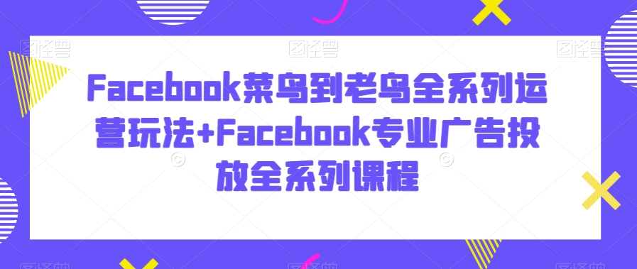 Facebook菜鸟到老鸟全系列运营玩法+Facebook专业广告投放全系列课程-一米创业记