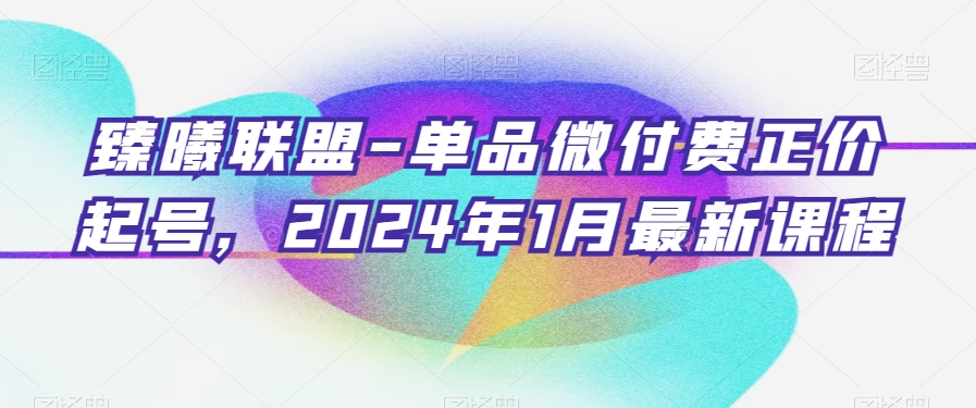 臻曦联盟-单品微付费正价起号,2024年1月最新课程-一米创业记