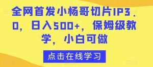 全网首发小杨哥切片IP3.0，日入500+，保姆级教学，小白可做【揭秘】-一米创业记