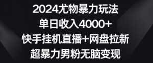 2024尤物暴力玩法，单日收入4000+，快手挂机直播+网盘拉新，超暴力男粉无脑变现【揭秘】-一米创业记