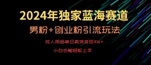 2024年独家蓝海赛道，成人用品单日卖货变现4W+，男粉+创业粉引流玩法，不愁搞不到流量【揭秘】-一米创业记