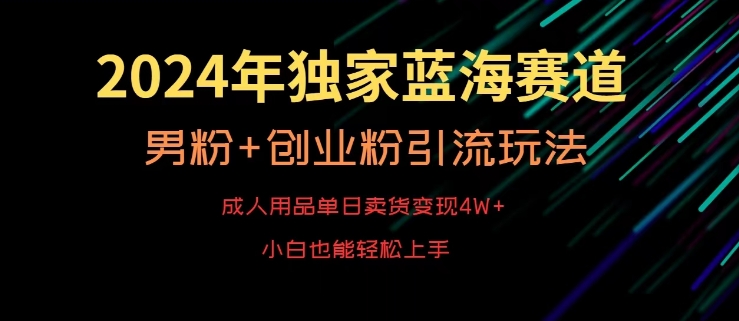 2024年独家蓝海赛道，成人用品单日卖货变现4W+，男粉+创业粉引流玩法，不愁搞不到流量【揭秘】-一米创业记