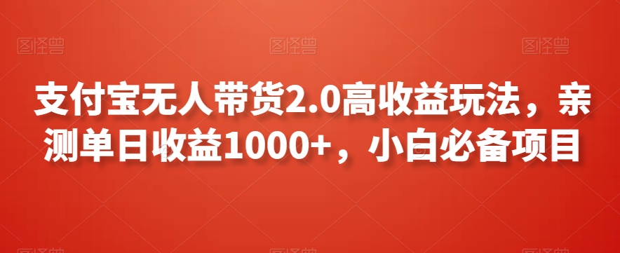 支付宝无人带货2.0高收益玩法，亲测单日收益1000+，小白必备项目【揭秘】-一米创业记