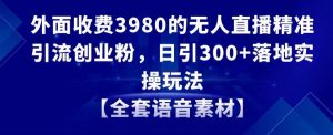 外面收费3980的无人直播精准引流创业粉，日引300+落地实操玩法【全套语音素材】【揭秘】-一米创业记