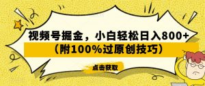 视频号掘金，小白轻松日入800+（附100%过原创技巧）【揭秘】-一米创业记