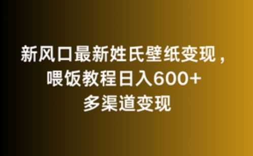 新风口最新姓氏壁纸变现，喂饭教程日入600+【揭秘】-一米创业记