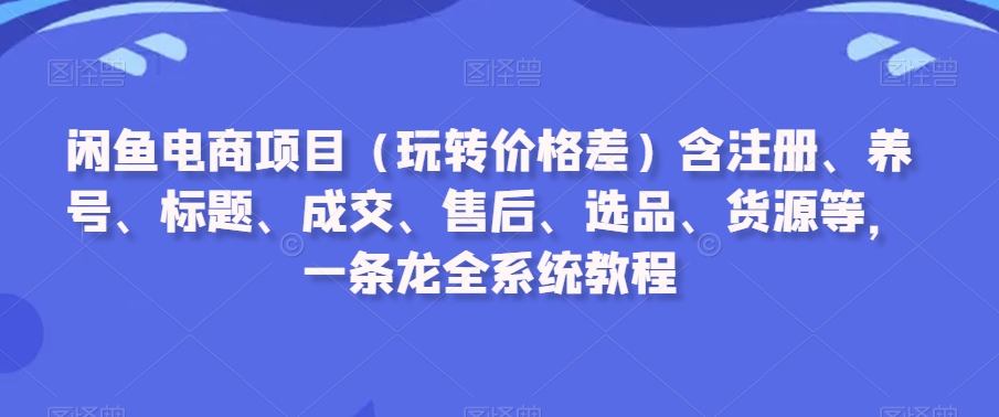 闲鱼电商项目(玩转价格差)含注册、养号、标题、成交、售后、选品、货源等,一条龙全系统教程-一米创业记