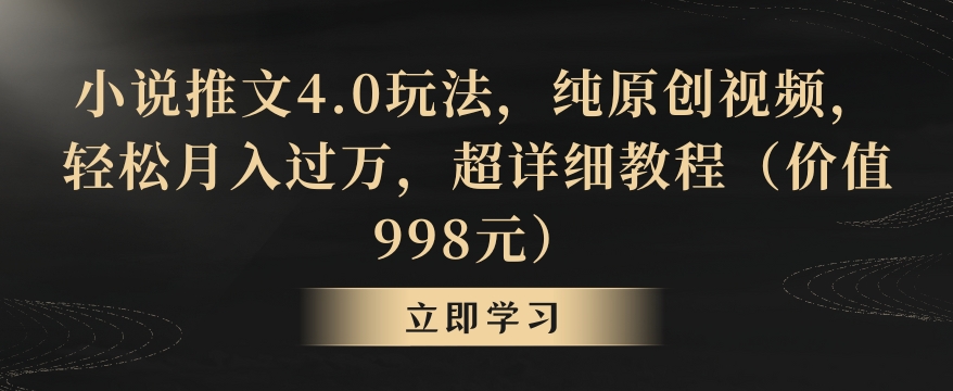 小说推文4.0玩法，纯原创视频，轻松月入过万，超详细教程（价值998元）【揭秘】-一米创业记