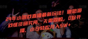 24年小游戏直播最新玩法！微恐游戏怪谈研究所，无需露脸，0粉开播，小白轻松月入5W+【揭秘】-一米创业记