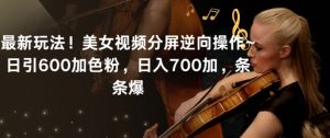 最新玩法！美女视频分屏逆向操作~日引600加色粉，日入700加，条条爆【揭秘】-一米创业记