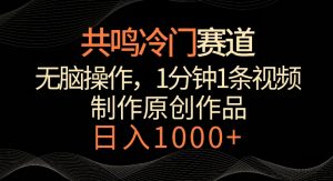 共鸣冷门赛道，无脑操作，一分钟一条视频，日入1000+【揭秘】-一米创业记