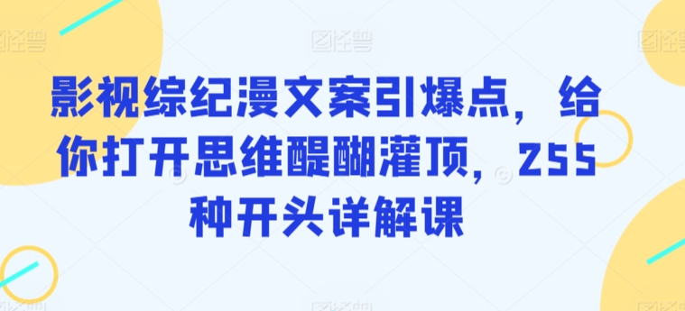 影视综纪漫文案引爆点，给你打开思维醍醐灌顶，255种开头详解课-一米创业记