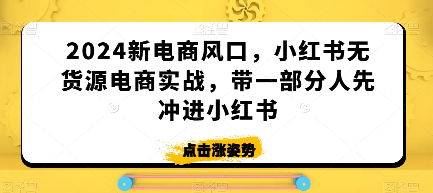 2024新电商风口，小红书无货源电商实战，带一部分人先冲进小红书-一米创业记
