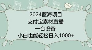 2024年蓝海项目，支付宝素材直播，无需出境，小白也能日入1000+ ，实操教程【揭秘】-一米创业记