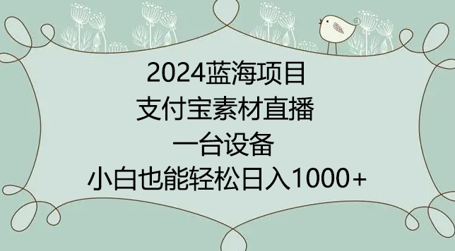 2024年蓝海项目，支付宝素材直播，无需出境，小白也能日入1000+ ，实操教程【揭秘】-一米创业记