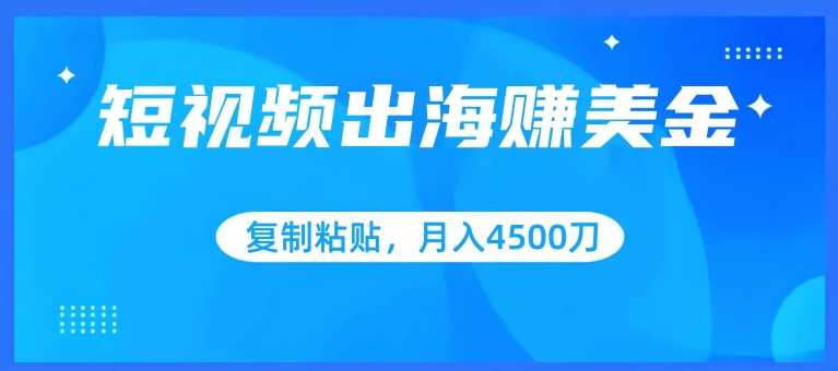 短视频出海赚美金，复制粘贴批量操作，小白轻松掌握，月入4500美刀【揭秘】-一米创业记