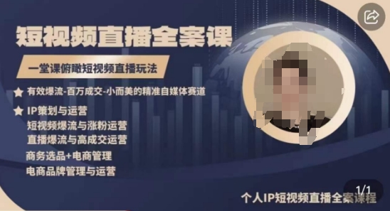 高品质IP短视频直播全案课程，一堂课俯瞰短视频直播玩法-一米创业记