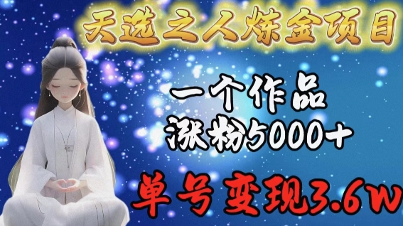 天选之人炼金项目,一个作品涨粉5000+,单号变现3.6w【揭秘】-一米创业记