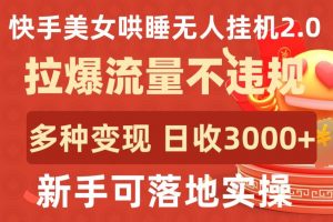 快手美女哄睡无人挂机2.0.拉爆流量不违规，多种变现途径，日收3000+，新手可落地实操【揭秘】-一米创业记