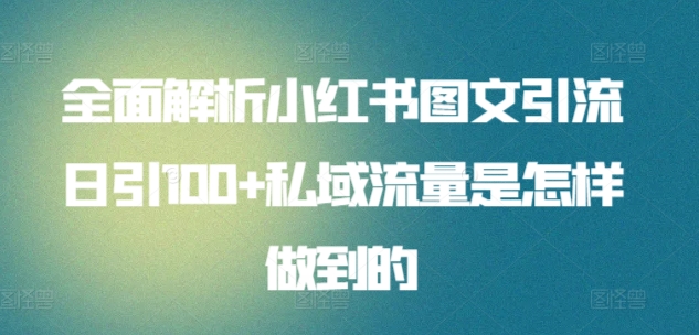 全面解析小红书图文引流日引100+私域流量是怎样做到的【揭秘】-一米创业记