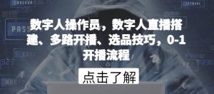数字人操作员,数字人直播搭建、多路开播、选品技巧,0-1开播流程-一米创业记