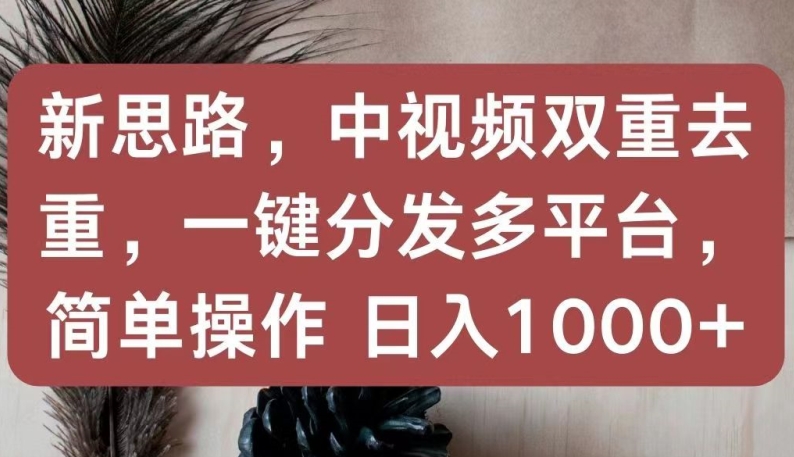 新思路，中视频双重去重，一键分发多平台，简单操作，日入1000+【揭秘】-一米创业记