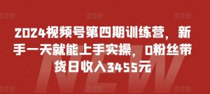 2024视频号第四期训练营，新手一天就能上手实操，0粉丝带货日收入3455元-一米创业记