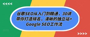 谷歌SEO从入门到精通，30讲带你打造排名，清晰的独立站+Google SEO工作流-一米创业记