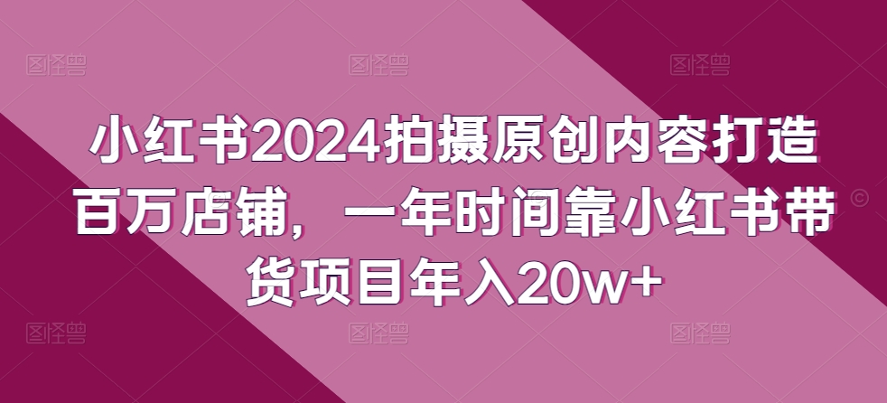 小红书2024拍摄原创内容打造百万店铺，一年时间靠小红书带货项目年入20w+-一米创业记