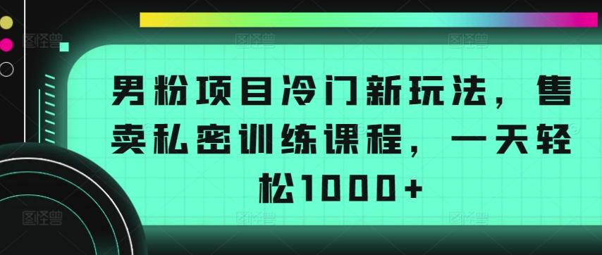 男粉项目冷门新玩法，售卖私密训练课程，一天轻松1000+【揭秘】-一米创业记