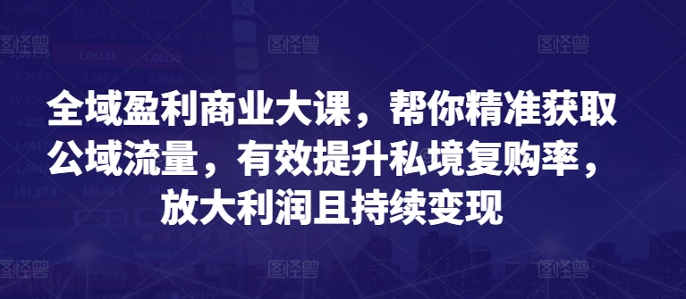 全域盈利商业大课，帮你精准获取公域流量，有效提升私境复购率，放大利润且持续变现-一米创业记