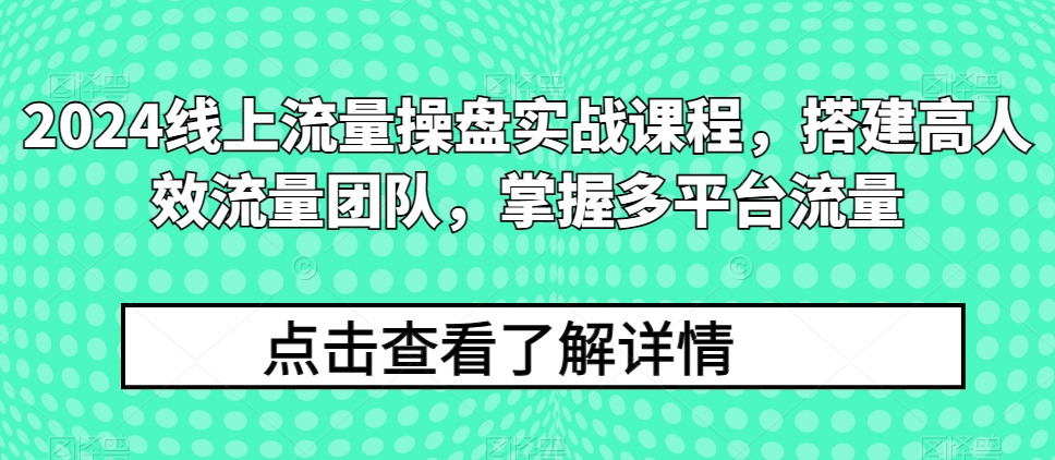 2024线上流量操盘实战课程，搭建高人效流量团队，掌握多平台流量-一米创业记