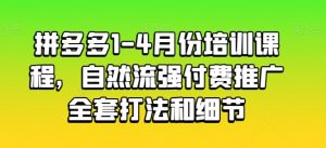 拼多多1-4月份培训课程，自然流强付费推广全套打法和细节-一米创业记