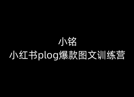 小铭-小红书plog爆款图文训练营,教你从0-1做小红书-一米创业记