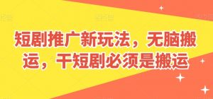 短剧推广新玩法，无脑搬运，干短剧必须是搬运【揭秘】-一米创业记