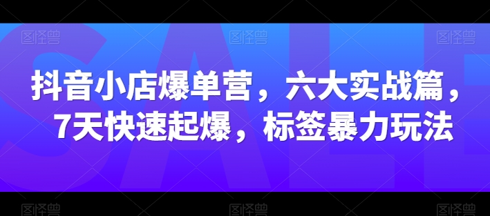 抖音小店爆单营，六大实战篇，7天快速起爆，标签暴力玩法-一米创业记