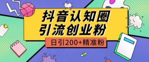 外面收费3980抖音认知圈引流创业粉玩法日引200+精准粉【揭秘】-一米创业记