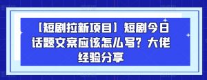 【短剧拉新项目】短剧今日话题文案应该怎么写？大佬经验分享-一米创业记