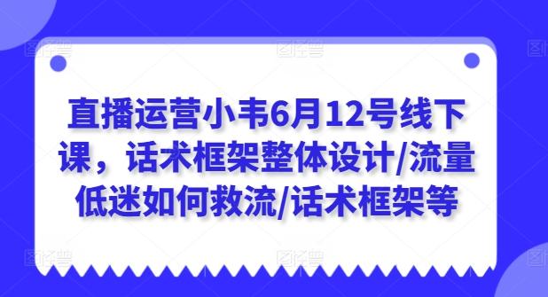 直播运营小韦6月12号线下课,话术框架整体设计/流量低迷如何救流/话术框架等-一米创业记