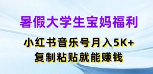 暑假大学生宝妈福利，小红书音乐号月入5000+，复制粘贴就能赚钱【揭秘】-一米创业记