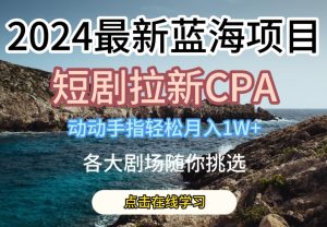 2024最新蓝海项日，短剧拉新CPA，动动手指轻松月入1W，全各大剧场随你挑选【揭秘】-一米创业记