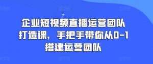 企业短视频直播运营团队打造课，手把手带你从0-1搭建运营团队-一米创业记