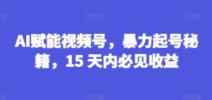 AI赋能视频号，暴力起号秘籍，15 天内必见收益【揭秘】-一米创业记