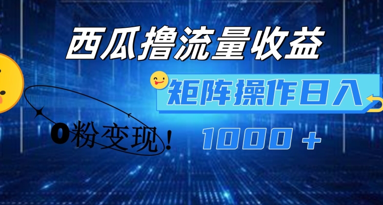 西瓜视频撸流量，简单上手，0粉变现矩阵操作，日入1000+【揭秘】-一米创业记