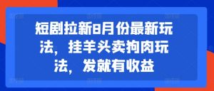短剧拉新8月份最新玩法，挂羊头卖狗肉玩法，发就有收益-一米创业记